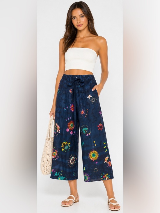 Desigual Pants - Desigual Wide Leg Floral Boho Pants Flowing Statement Print small